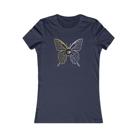 8 Ball Butterfly Grid - Women's Fitted Tee - BFLY BILLIARDS
