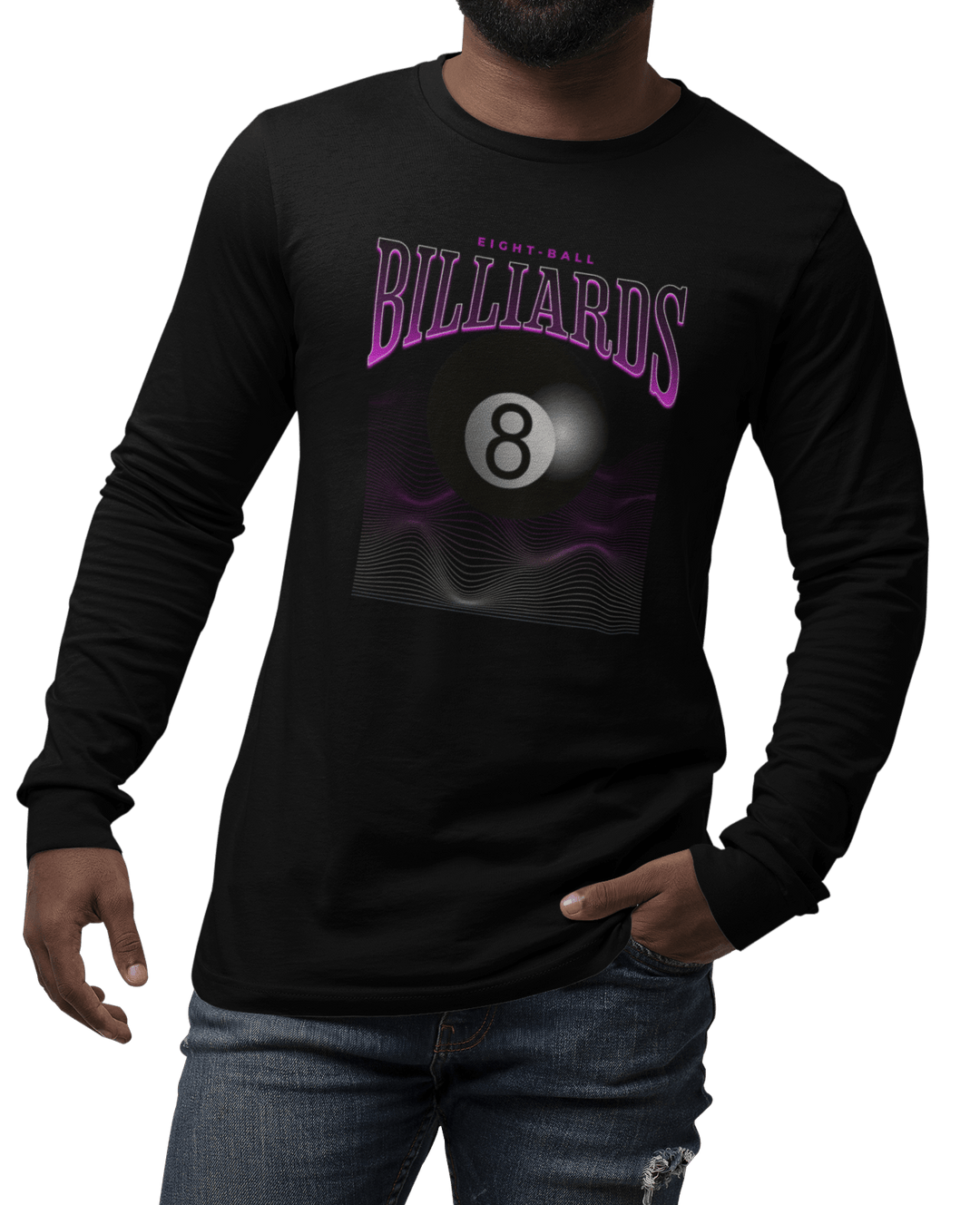 8 Ball Waves - Custom Long Sleeve Tee - BFLY BILLIARDS