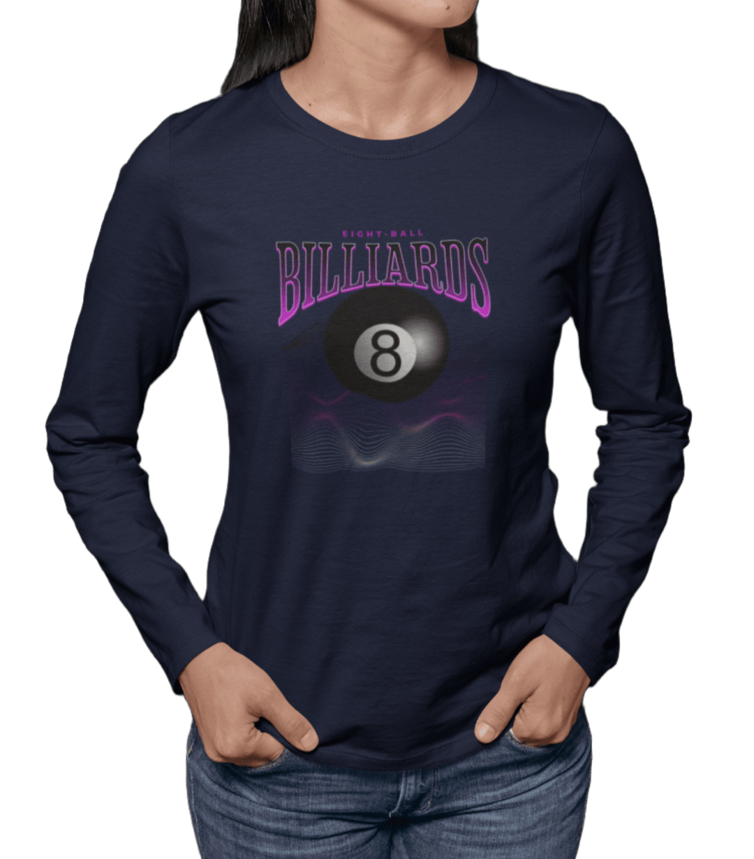8 Ball Waves - Custom Long Sleeve Tee - BFLY BILLIARDS