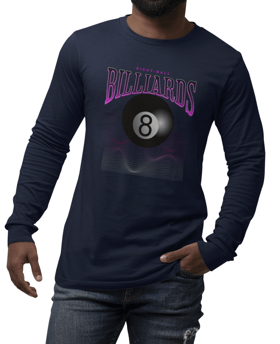 8 Ball Waves - Custom Long Sleeve Tee - BFLY BILLIARDS