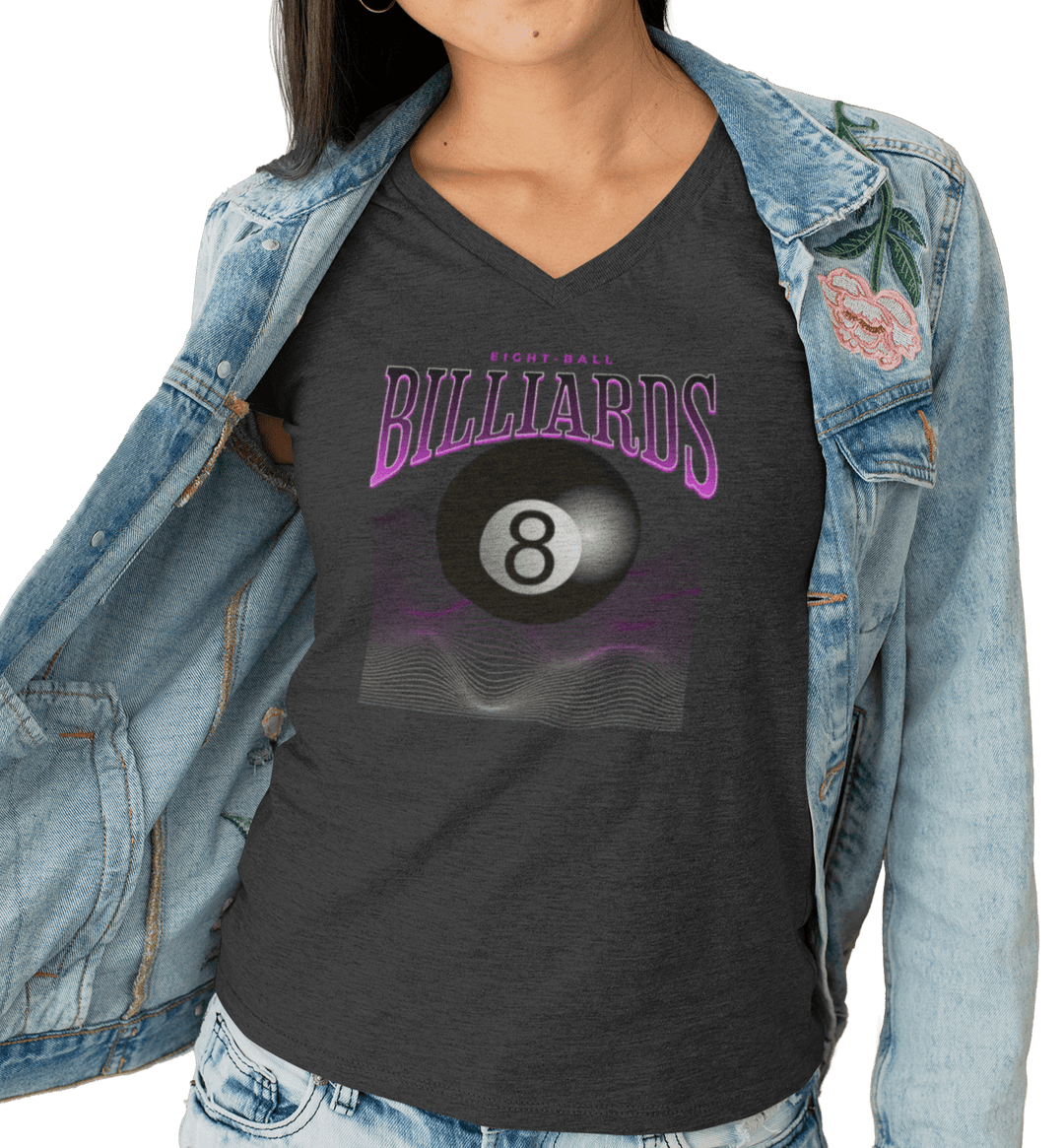 8 Ball Waves - Custom V-Neck Tee - BFLY BILLIARDS
