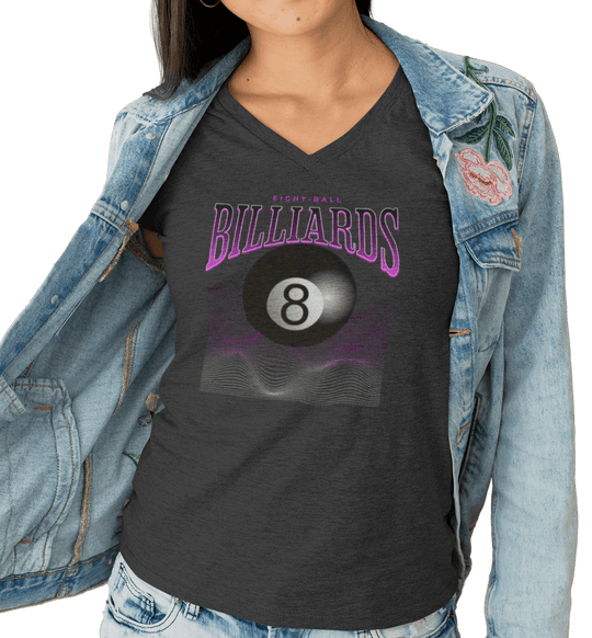 8 Ball Waves - Custom V-Neck Tee - BFLY BILLIARDS
