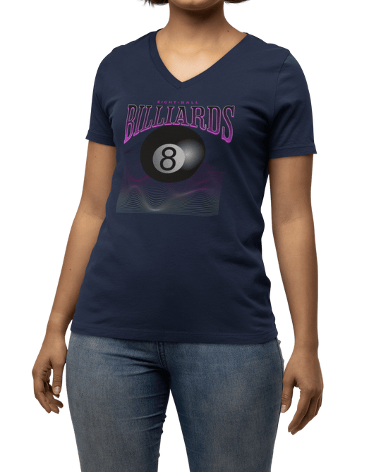8 Ball Waves - Custom V-Neck Tee - BFLY BILLIARDS