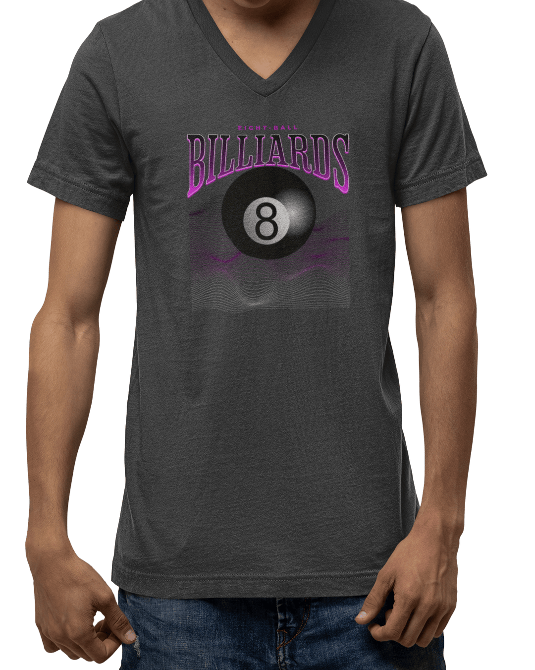 8 Ball Waves - Custom V-Neck Tee - BFLY BILLIARDS