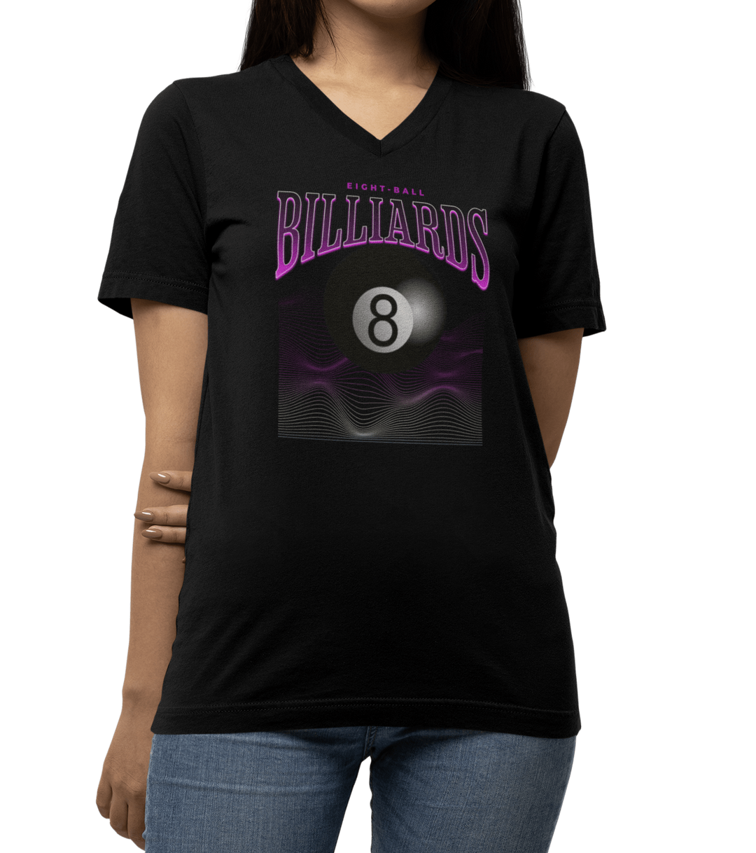 8 Ball Waves - Custom V-Neck Tee - BFLY BILLIARDS