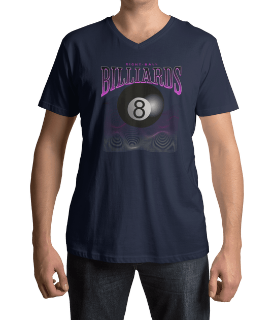 8 Ball Waves - Custom V-Neck Tee - BFLY BILLIARDS