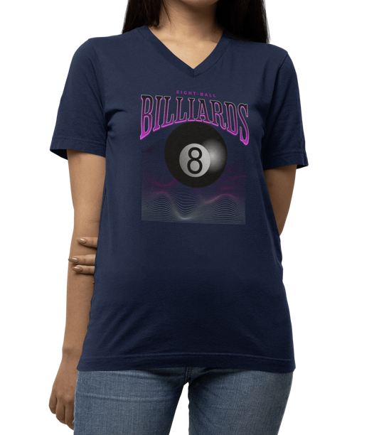8 Ball Waves - Custom V-Neck Tee - BFLY BILLIARDS
