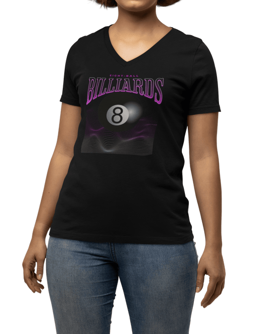 8 Ball Waves - Custom V-Neck Tee - BFLY BILLIARDS