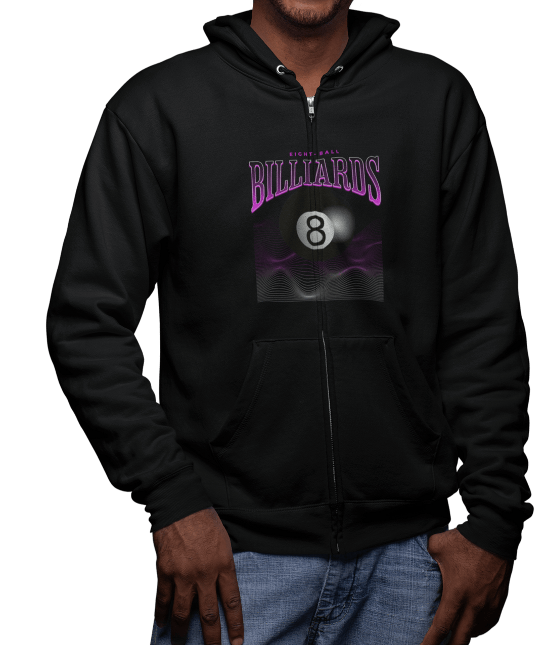 8 Ball Waves - Full Zip Hoodie - BFLY BILLIARDS