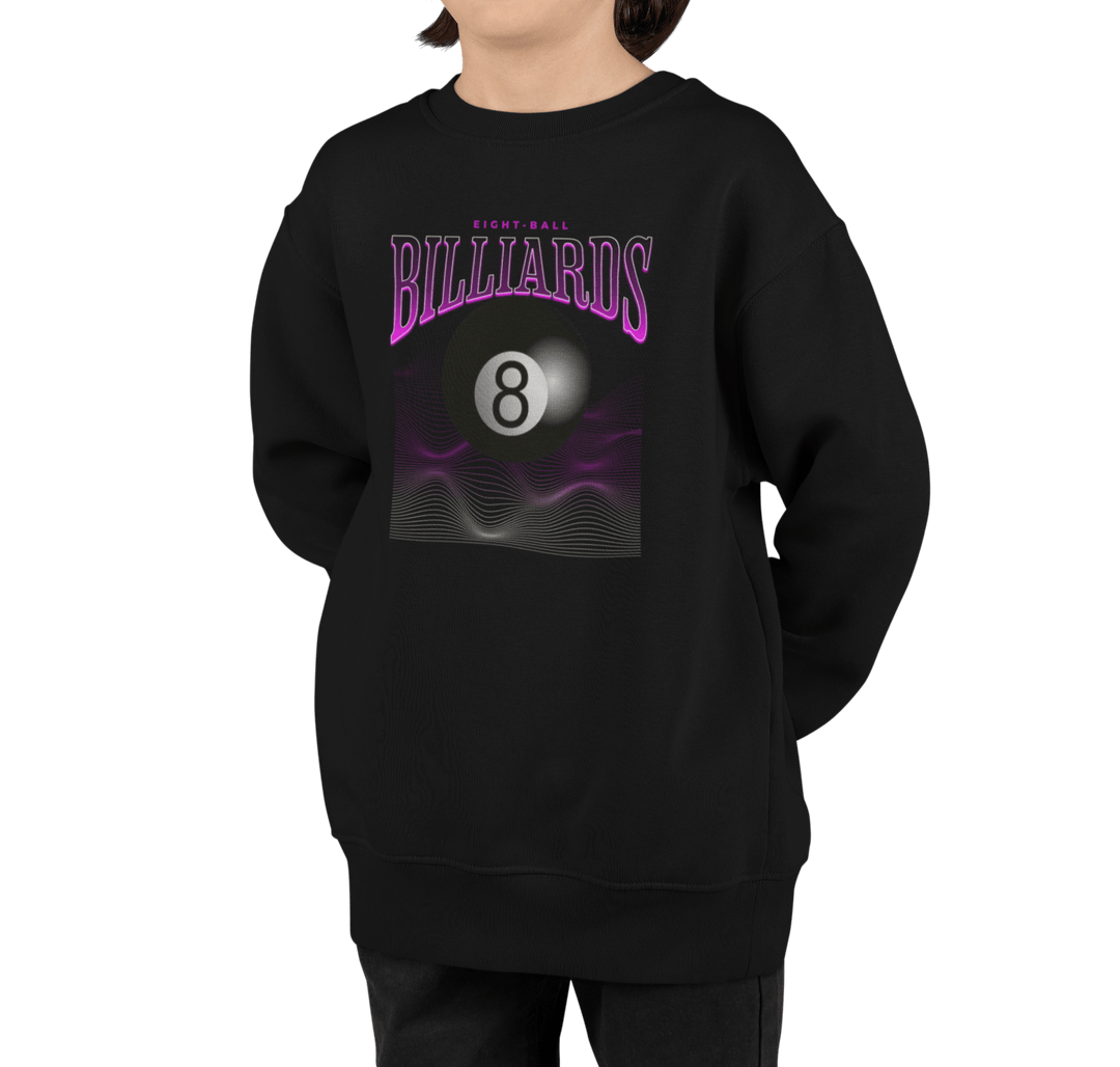 8 Ball Waves - Youth Crewneck Sweatshirt - BFLY BILLIARDS
