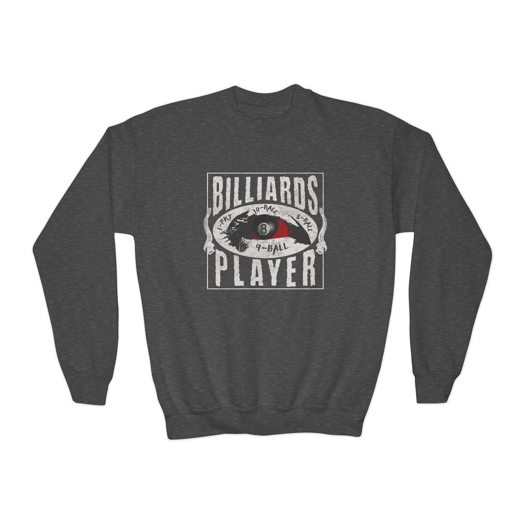 Billiards Player - Eye of the Storm - Unisex Youth Crewneck Sweatshirt