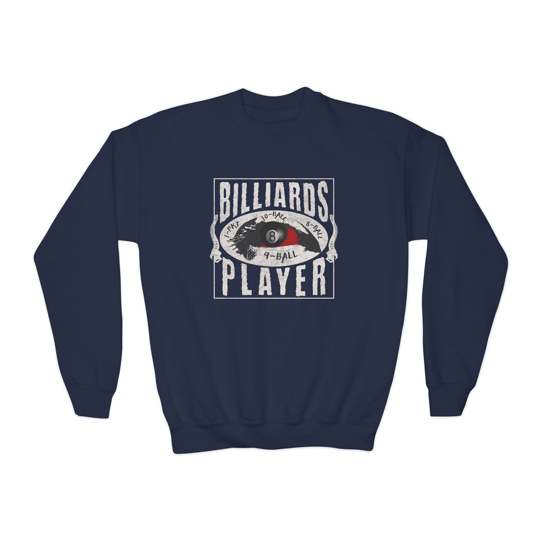 Billiards Player - Eye of the Storm - Unisex Youth Crewneck Sweatshirt