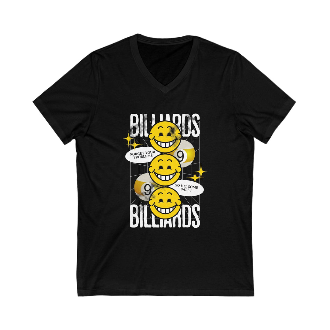 9 Ball Billiard Happiness - Unisex V - Neck Tee - BFLY BILLIARDS