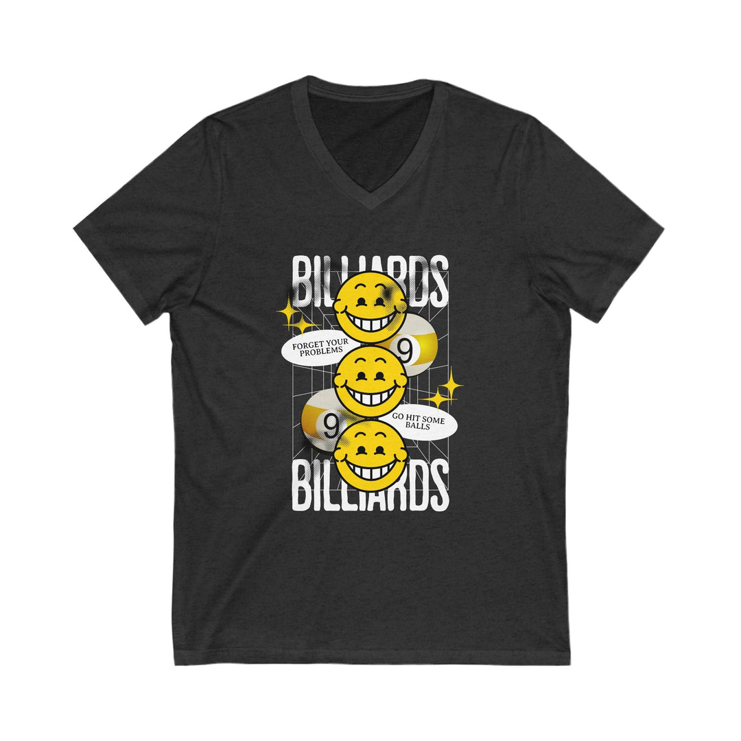 9 Ball Billiard Happiness - Unisex V - Neck Tee - BFLY BILLIARDS