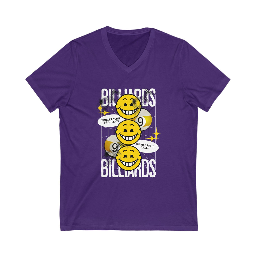 9 Ball Billiard Happiness - Unisex V - Neck Tee - BFLY BILLIARDS