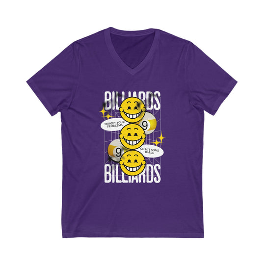 9 Ball Billiard Happiness - Unisex V - Neck Tee - BFLY BILLIARDS