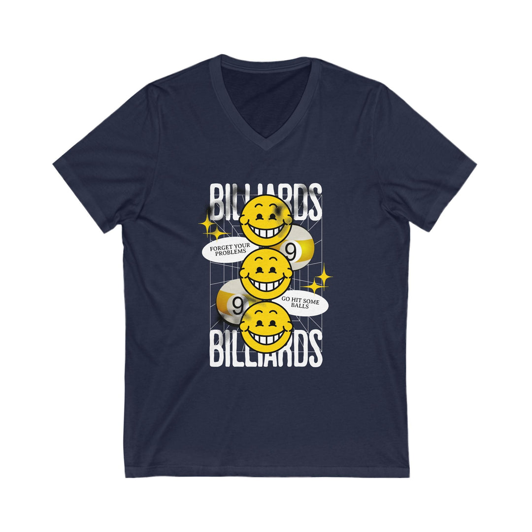9 Ball Billiard Happiness - Unisex V - Neck Tee - BFLY BILLIARDS