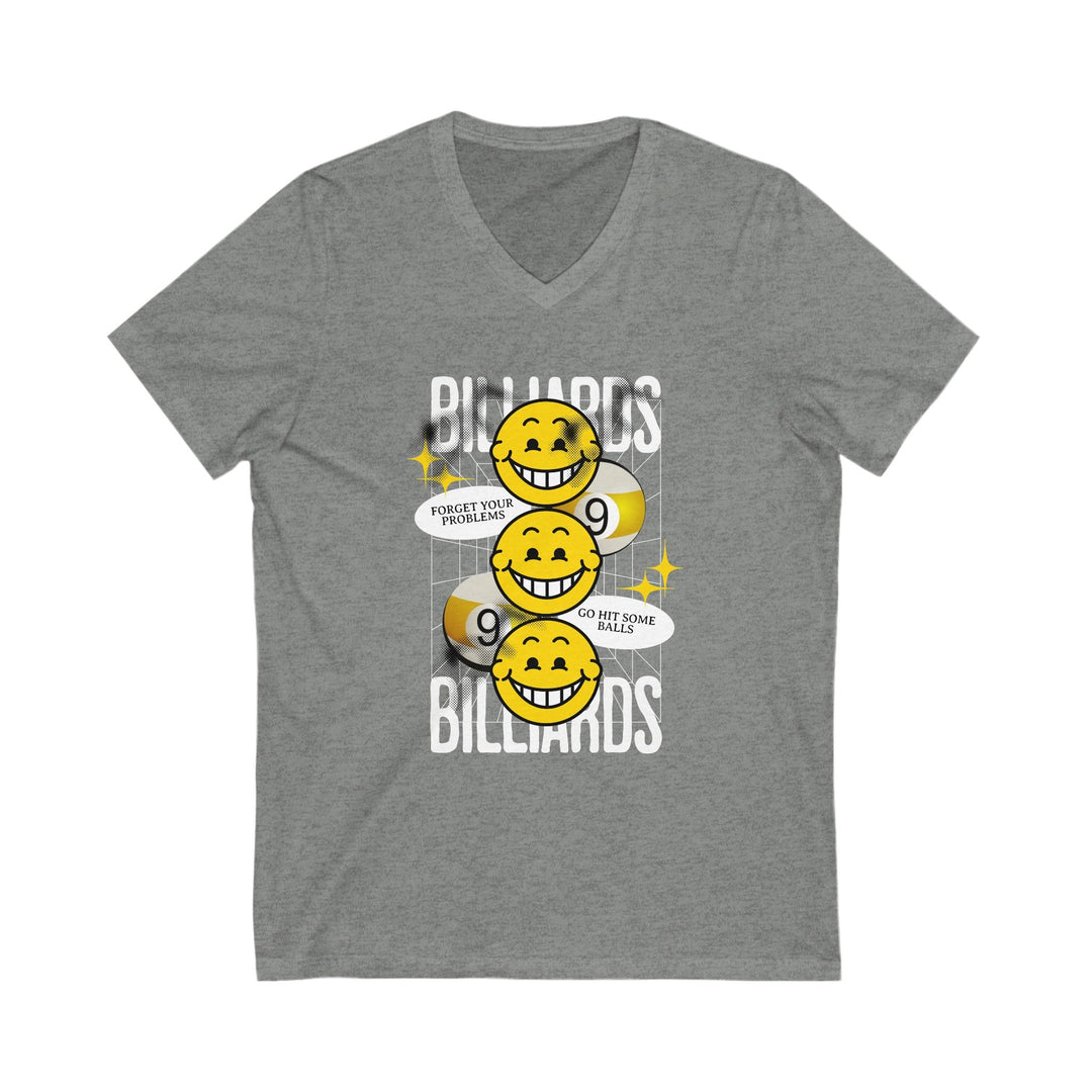 9 Ball Billiard Happiness - Unisex V - Neck Tee - BFLY BILLIARDS