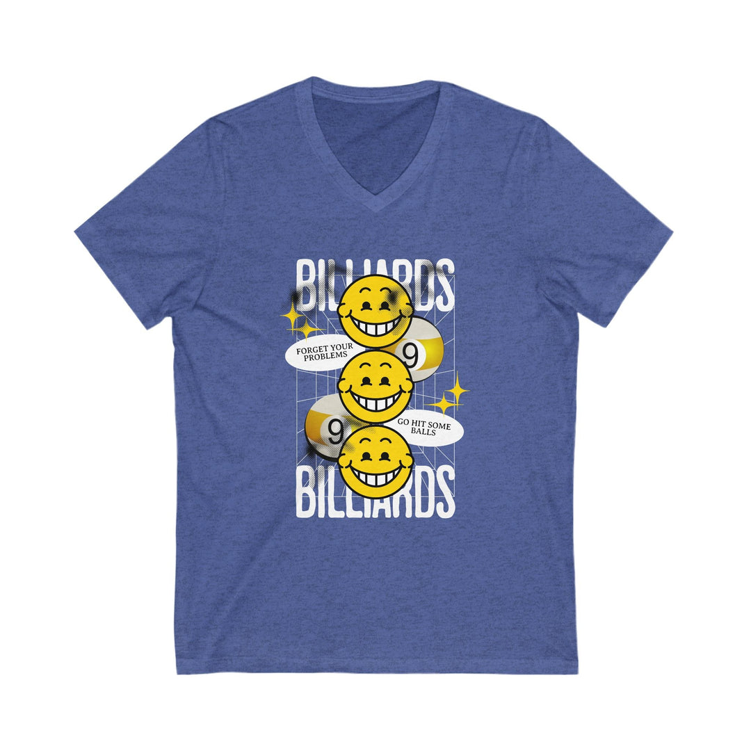 9 Ball Billiard Happiness - Unisex V - Neck Tee - BFLY BILLIARDS