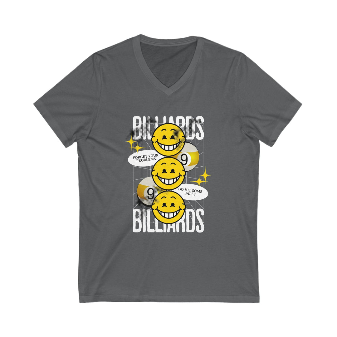 9 Ball Billiard Happiness - Unisex V - Neck Tee - BFLY BILLIARDS