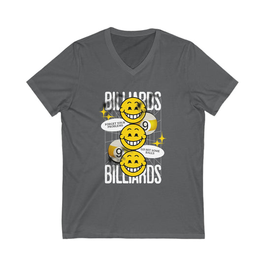 9 Ball Billiard Happiness - Unisex V - Neck Tee - BFLY BILLIARDS