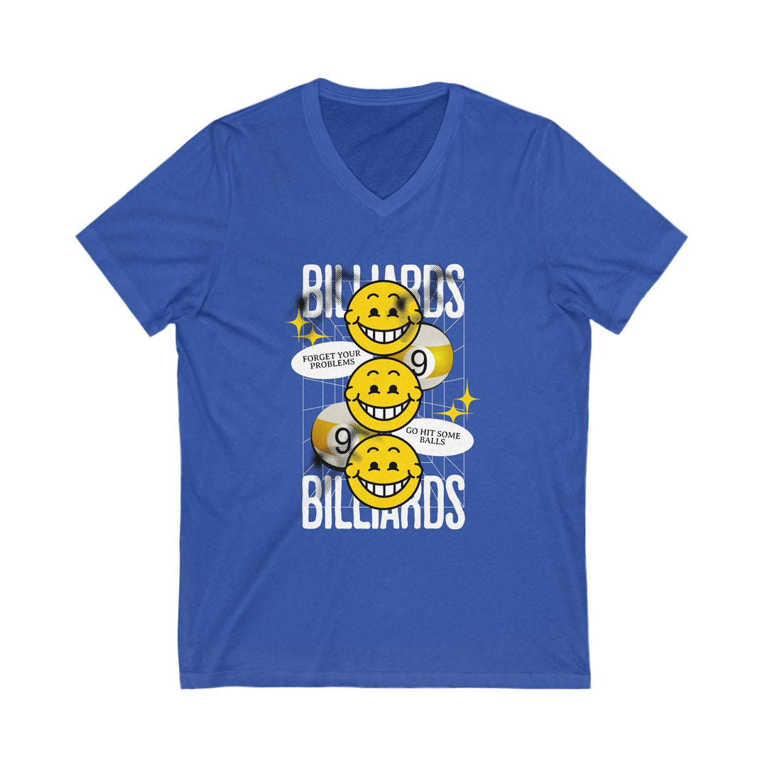 9 Ball Billiard Happiness - Unisex V - Neck Tee - BFLY BILLIARDS