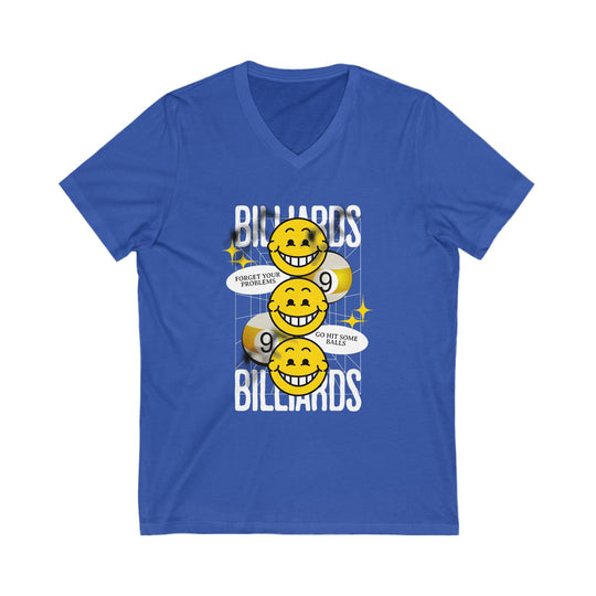 9 Ball Billiard Happiness - Unisex V - Neck Tee - BFLY BILLIARDS