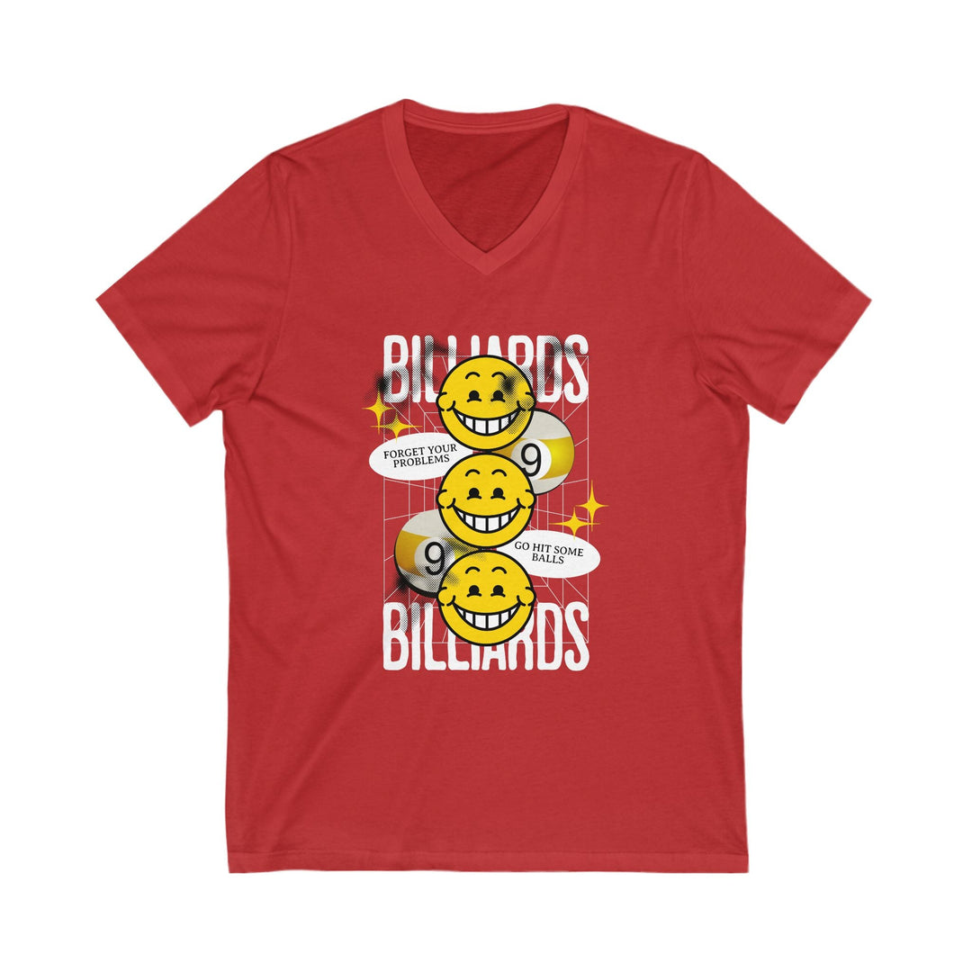9 Ball Billiard Happiness - Unisex V - Neck Tee - BFLY BILLIARDS