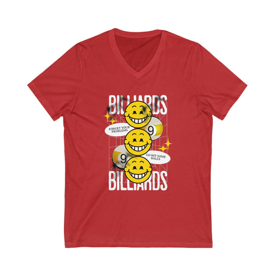9 Ball Billiard Happiness - Unisex V - Neck Tee - BFLY BILLIARDS