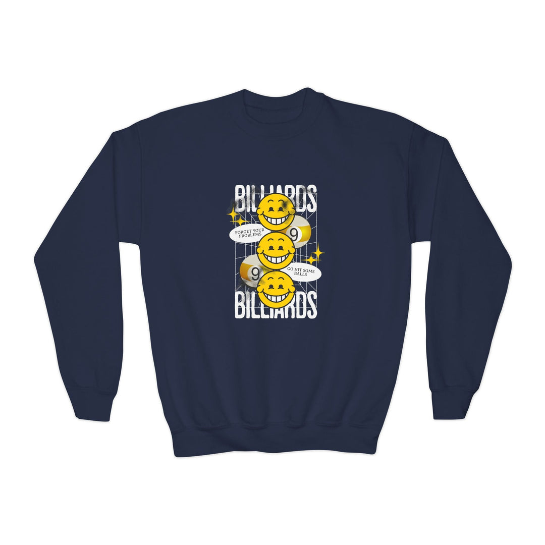 9 Ball Billiard Happiness - Unisex Youth Crewneck Sweatshirt - BFLY BILLIARDS