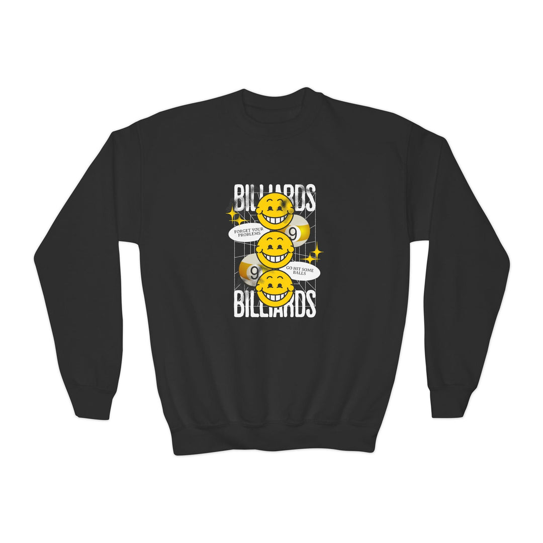 9 Ball Billiard Happiness - Unisex Youth Crewneck Sweatshirt - BFLY BILLIARDS
