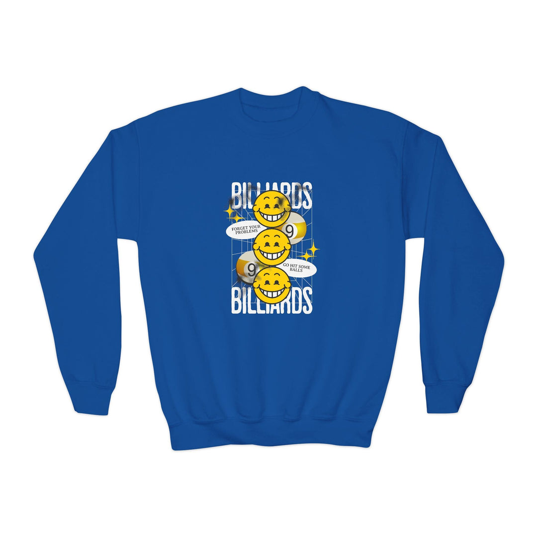 9 Ball Billiard Happiness - Unisex Youth Crewneck Sweatshirt - BFLY BILLIARDS