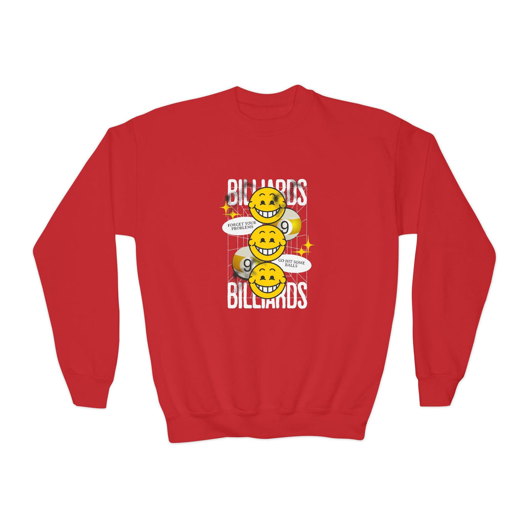 9 Ball Billiard Happiness - Unisex Youth Crewneck Sweatshirt - BFLY BILLIARDS