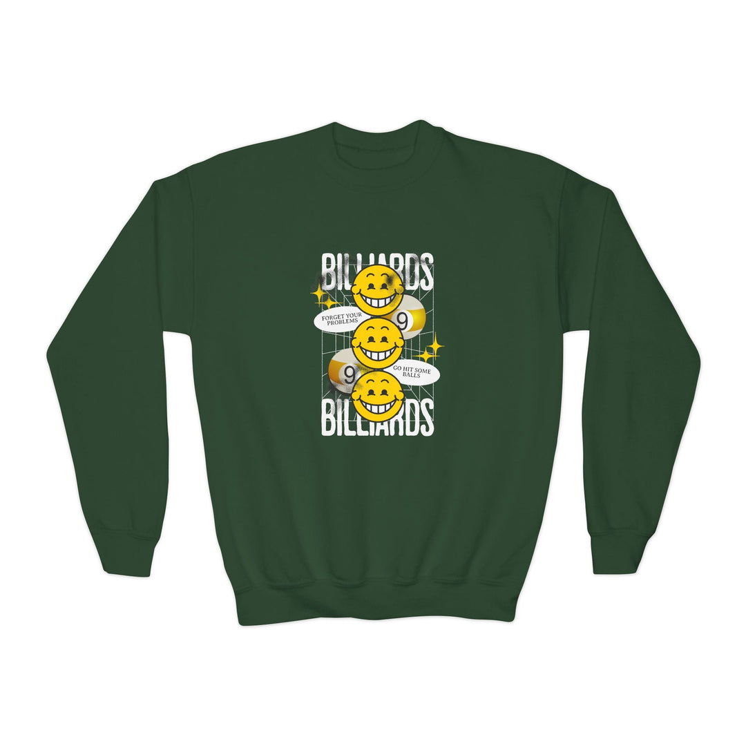 9 Ball Billiard Happiness - Unisex Youth Crewneck Sweatshirt - BFLY BILLIARDS