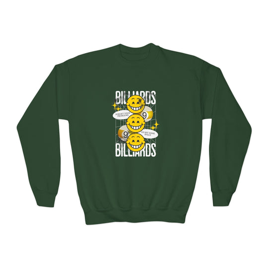 9 Ball Billiard Happiness - Unisex Youth Crewneck Sweatshirt - BFLY BILLIARDS