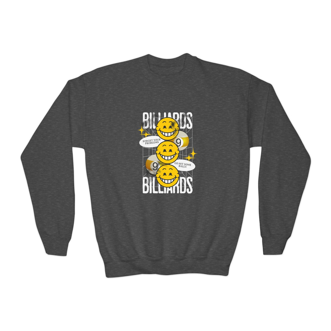 9 Ball Billiard Happiness - Unisex Youth Crewneck Sweatshirt - BFLY BILLIARDS