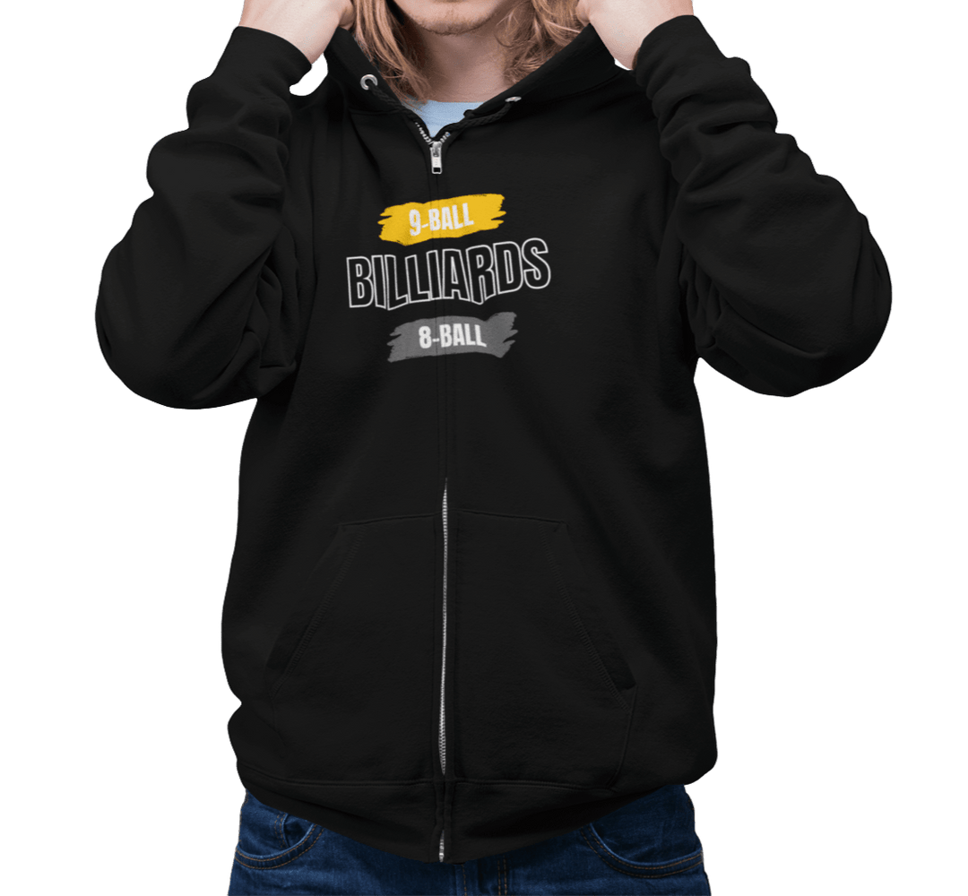 9 - Ball - Billiards - 8 Ball - Full Zip Hoodie - BFLY BILLIARDS