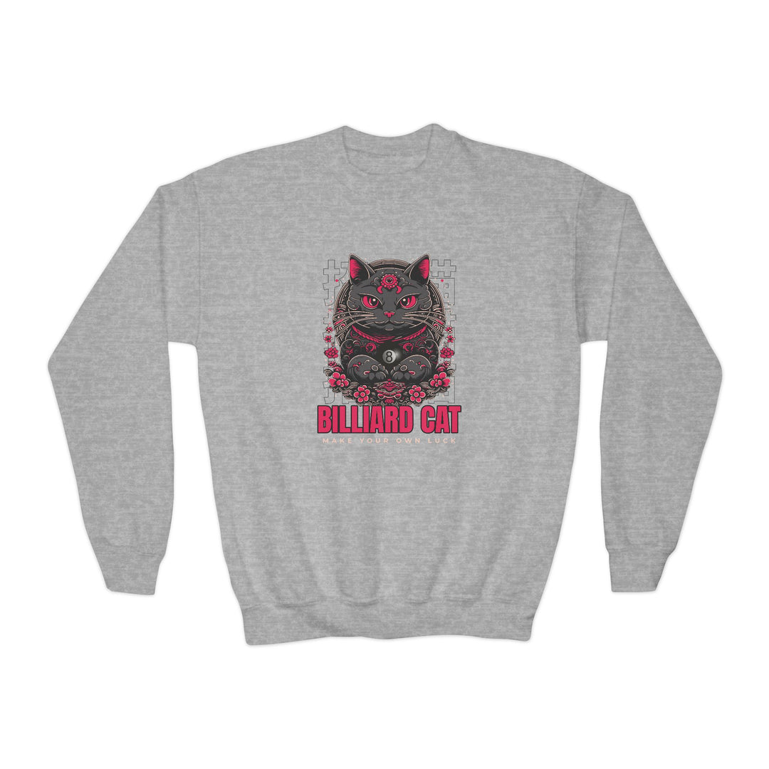 Billiard 8 Ball Cat - Unisex Youth Crewneck Sweatshirt