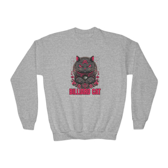 Billiard 8 Ball Cat - Unisex Youth Crewneck Sweatshirt