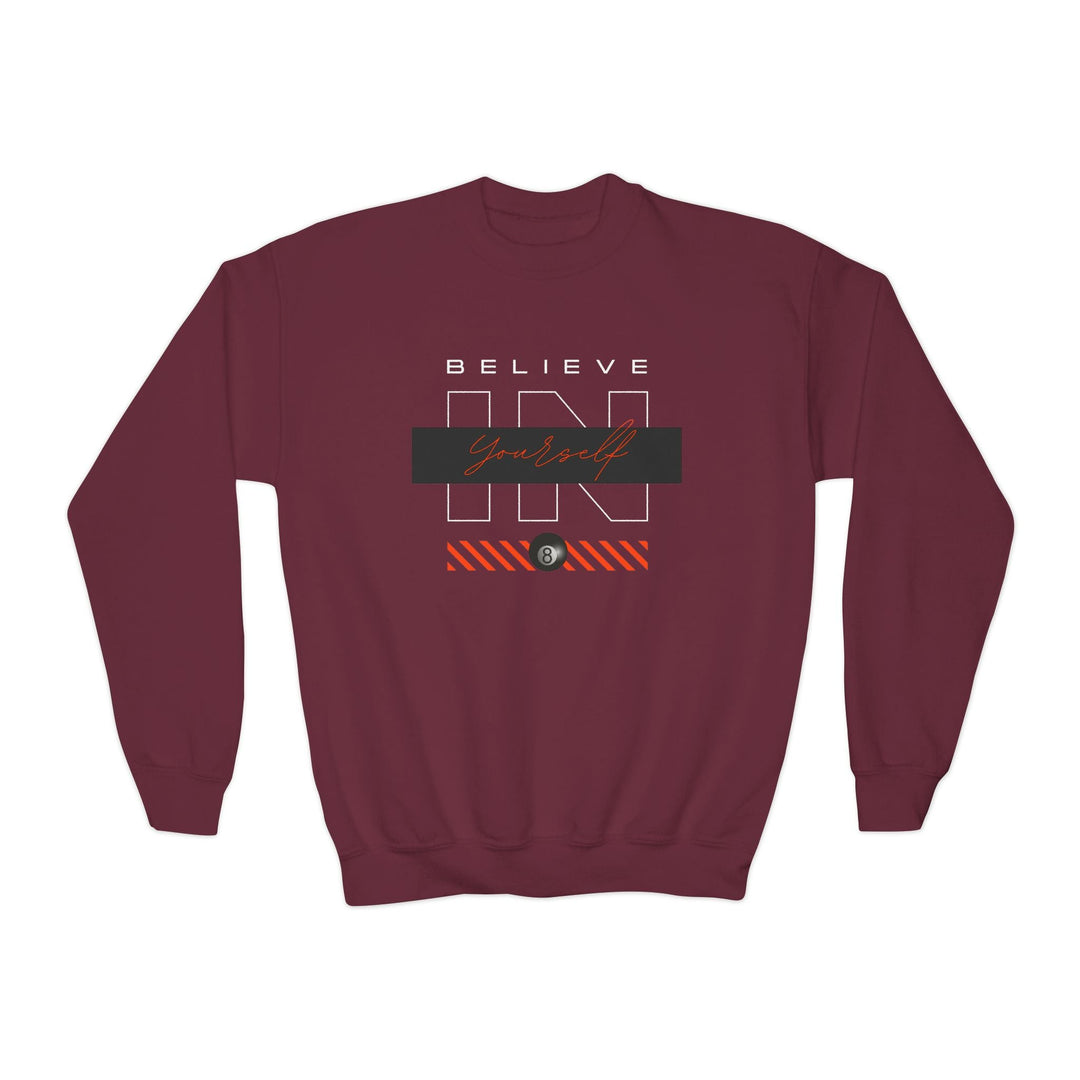 Believe in Yourself - 8 Ball - Unisex Youth Crewneck Sweatshirt - BFLY BILLIARDS