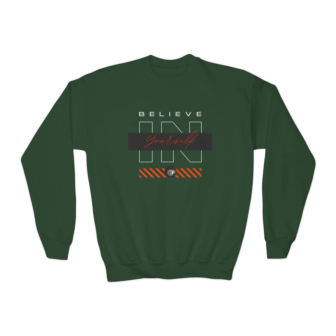 Believe in Yourself - 8 Ball - Unisex Youth Crewneck Sweatshirt - BFLY BILLIARDS