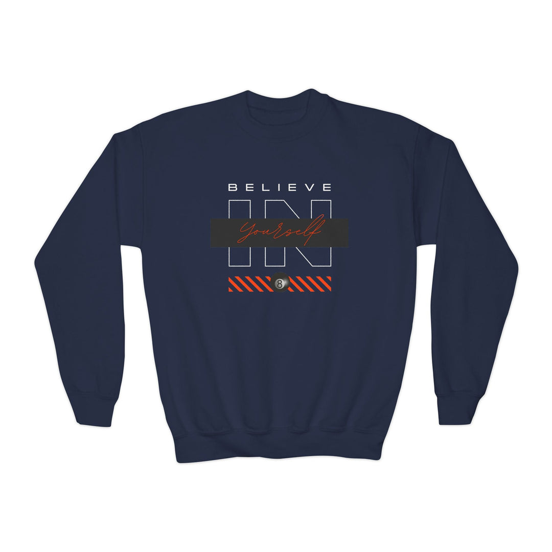 Believe in Yourself - 8 Ball - Unisex Youth Crewneck Sweatshirt - BFLY BILLIARDS