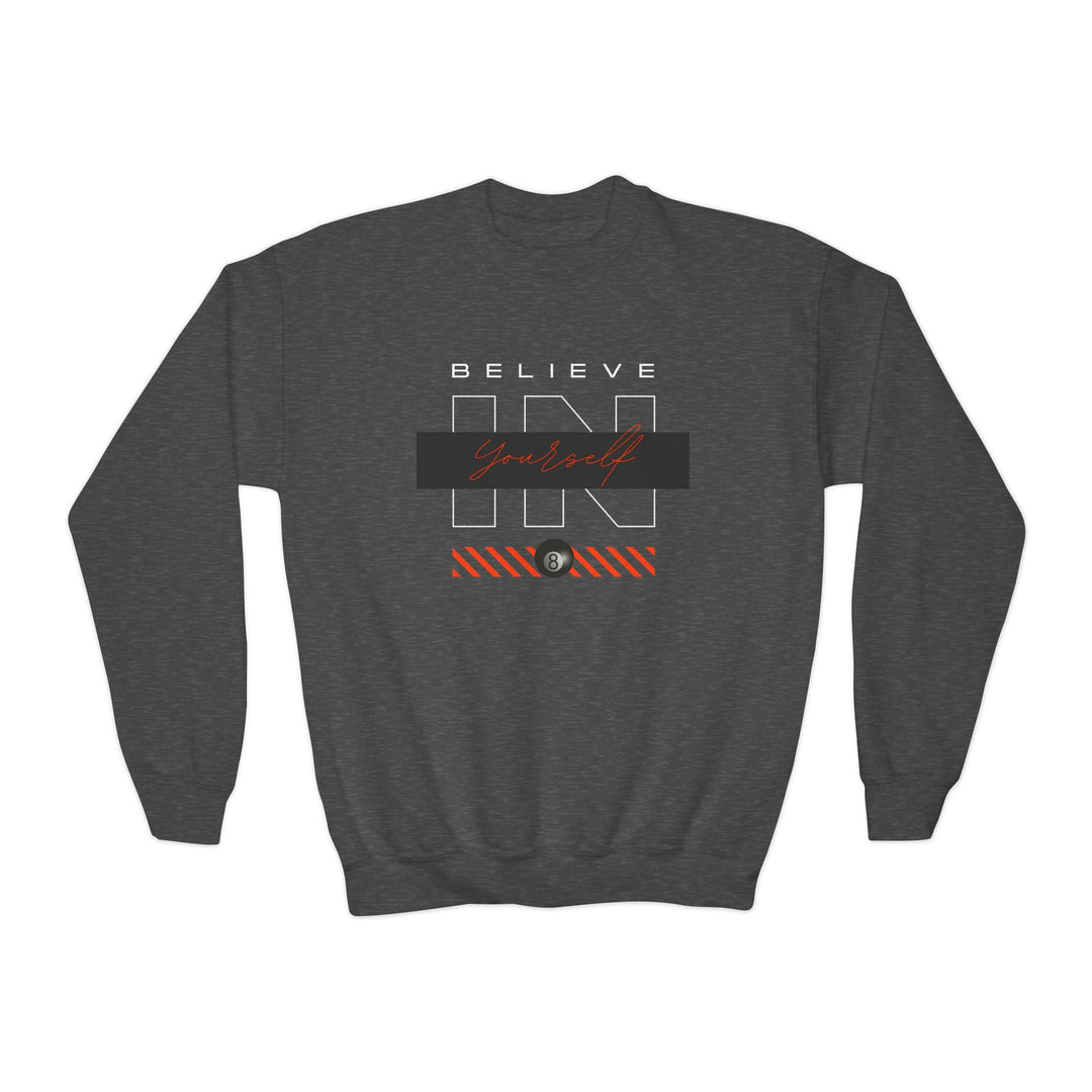 Believe in Yourself - 8 Ball - Unisex Youth Crewneck Sweatshirt - BFLY BILLIARDS