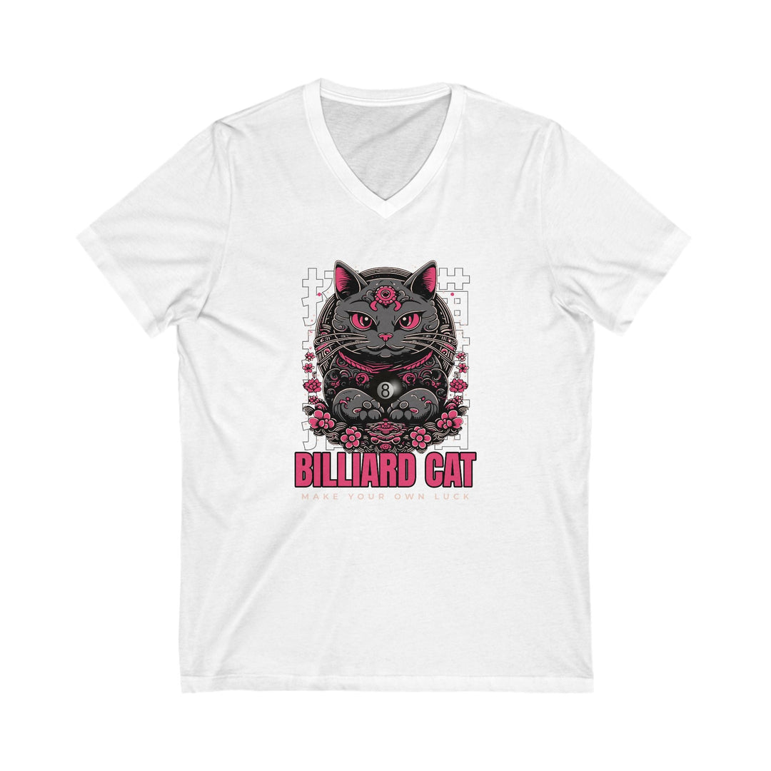 Billiard 8 Ball Cat - Unisex V - Neck Tee - BFLY BILLIARDS