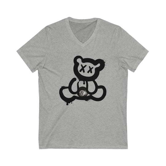 Billiard Bear Black Logo - 8 Ball - Unisex V - Neck Tee - BFLY BILLIARDS
