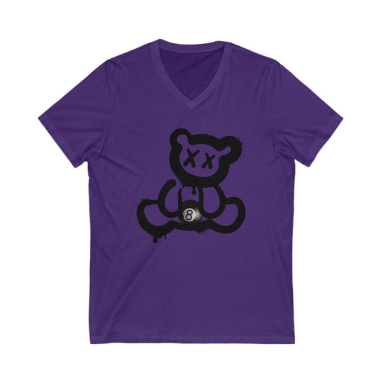 Billiard Bear Black Logo - 8 Ball - Unisex V - Neck Tee - BFLY BILLIARDS