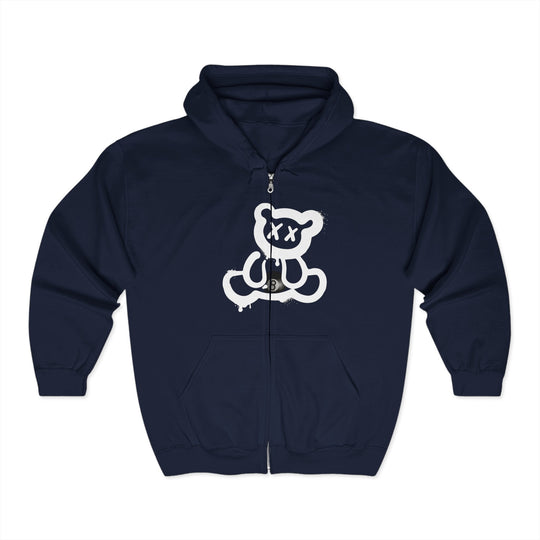 Billiard Bear White Logo - 8 Ball - Full Zip Hoodie - BFLY BILLIARDS