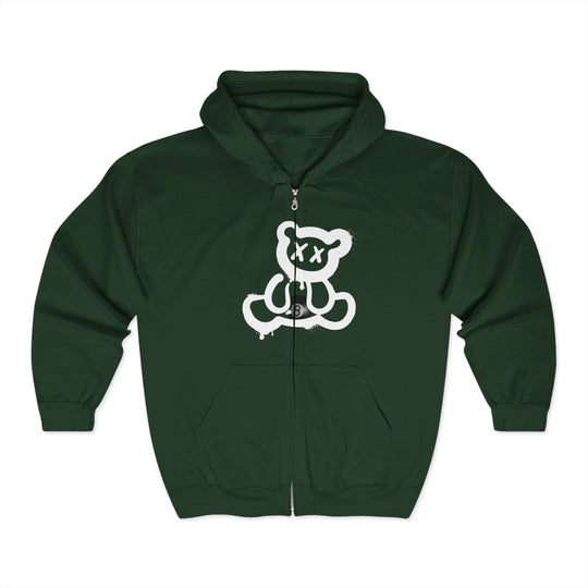 Billiard Bear White Logo - 8 Ball - Full Zip Hoodie - BFLY BILLIARDS