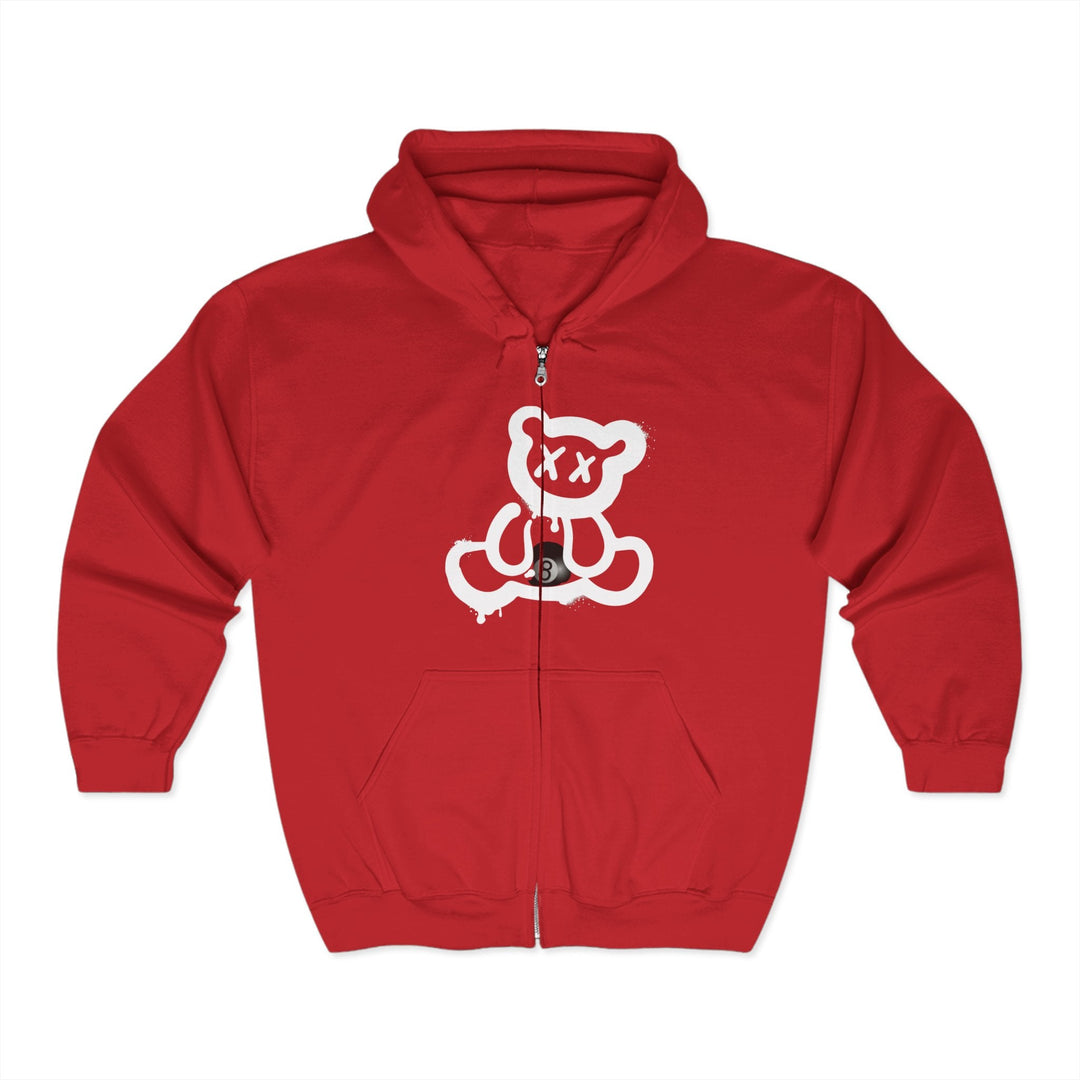 Billiard Bear White Logo - 8 Ball - Full Zip Hoodie - BFLY BILLIARDS