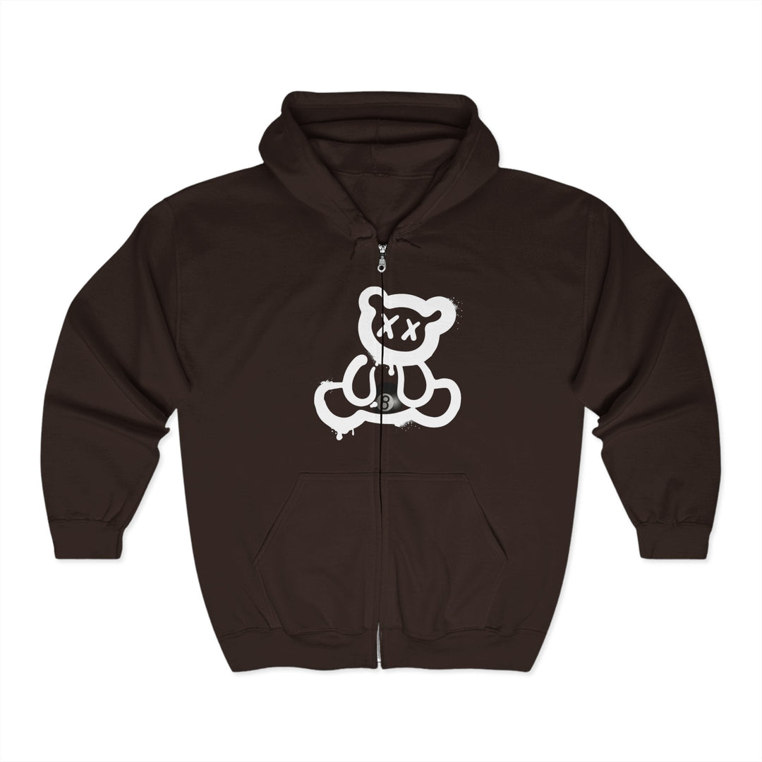 Billiard Bear White Logo - 8 Ball - Full Zip Hoodie - BFLY BILLIARDS